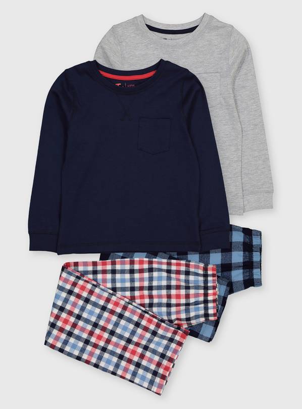 Buy Navy & Grey Check Pyjamas 2 Pack 45 years Pyjamas Argos